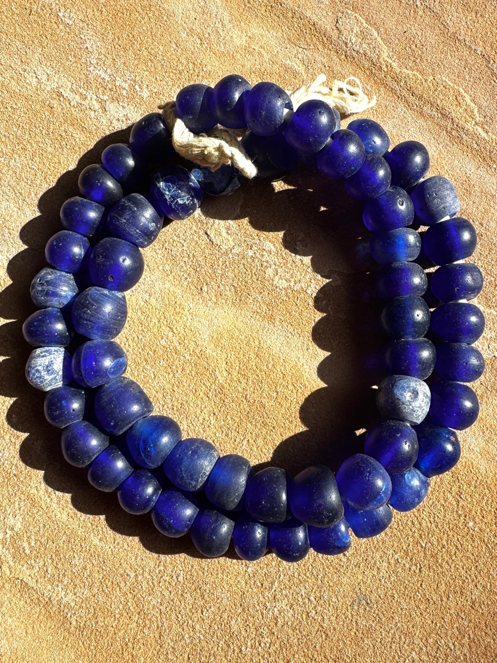 Handmade Deep Blue Glass Bead Necklace - Women Jewelry